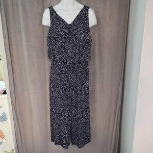 Emma & Michele XL Navy and White Patterned Jumpsuit
